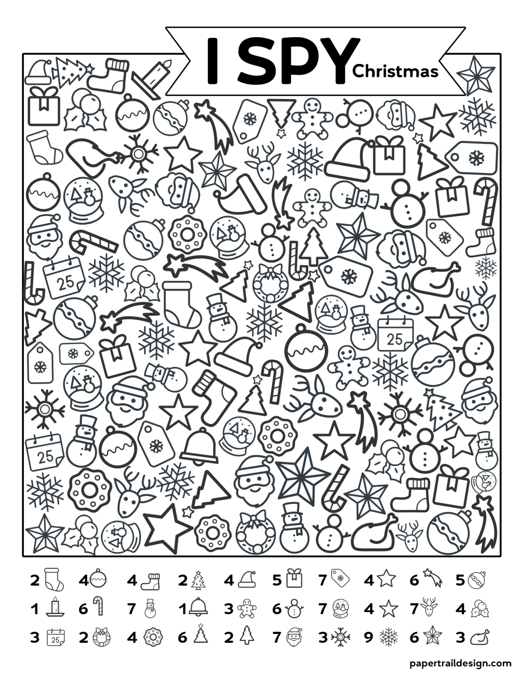 free printable i spy christmas activity - paper trail design